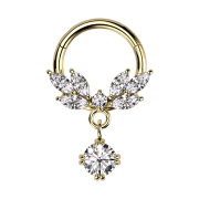 Micro segment ring hinged gold-plated crystal vine...