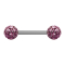 Barbell argent avec deux boules de cristal violet clair couche protectrice dépoxy