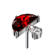 Threadless silver mushroom crystal red