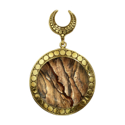 Saddle gold-plated pendant plate with Picture Jasper stone