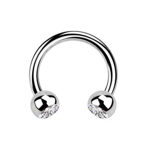Micro Circular Barbell argento con due sfere di cristallo argento