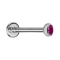 Micro Labret Innengewinde silber mit Halbkugel Kristall fuchsia