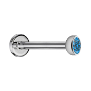 Micro Labret Innengewinde silber mit Halbkugel Kristall...