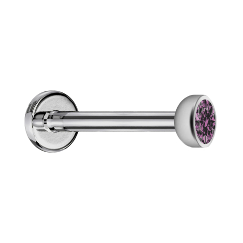 Micro labret internal thread silver with hemisphere crystal light violet