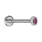 Micro labret internal thread silver with hemisphere crystal pink