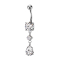 Banana silver with two balls crystal silver pendant round and drop crystal