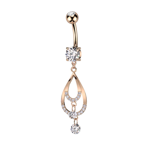 Banane or rose avec deux boules cristal argent Pendentif deux gouttes avec cristaux