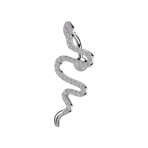 Banane argentée avec boule serpent cristaux argentés