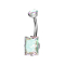 Banana internal thread silver round crystal multicolor set and rectangular crystal multicolor set