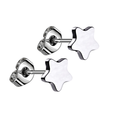 Silver stud earrings with silver stars