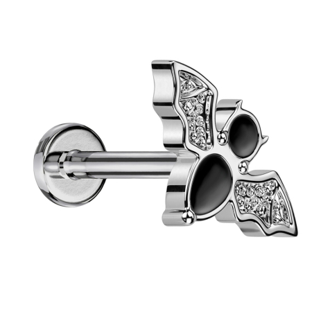 Micro Threadless Labret argento Pipistrello argento