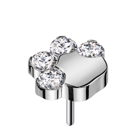 Threadless silber Pfote mit Kristallen silber