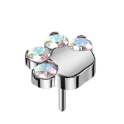 Threadless silber Pfote mit Kristallen multicolor