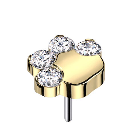 Threadless vergoldet Pfote mit Kristallen silber