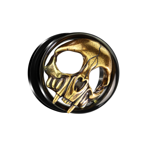 Flesh Tunnel nero con teschio dorato