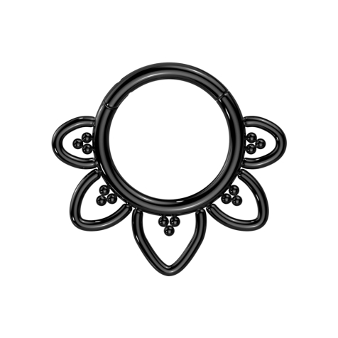 Micro Segmentring klappbar schwarz filigrane Herzen