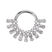 Micro segment ring, foldable, silver, eleven rectangular...