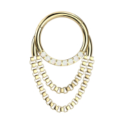 Micro anneau segment pliable doré front opales...