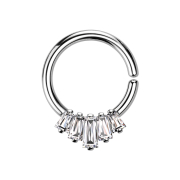 Micro Piercing Ring silber fünf Kristalle Baguette...