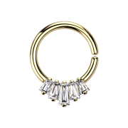Micro Piercing Ring vergoldet fünf Kristalle...
