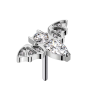 Threadless chauve-souris argent cristaux argent