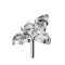 Threadless chauve-souris argent cristaux argent