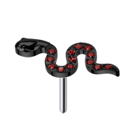 Serpent sans filet noir cristaux rouges