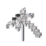 Threadless Libelle silver crystals silver