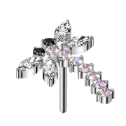 Threadless Dragonfly Silver Multicolor Crystals