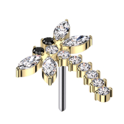 Threadless Libelle vergoldet Kristalle silber