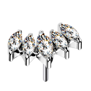 Threadless Fächer silber mit fünf Kristalle silber