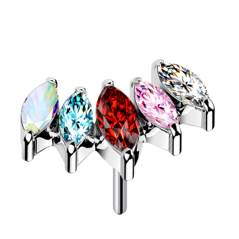 Ventaglio Threadless argento con cinque cristalli colorati
