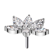 Fleur de lotus demi-fleur sans fil argent cristaux argent