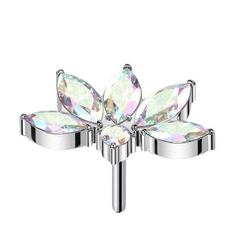 Fiori di loto senza filettatura, cristalli multicolori argentati