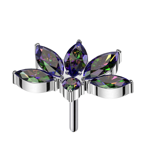 Fiori di loto senza filettatura, cristalli argentati multicolori scuri