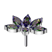 Fleur de lotus demi-fleur sans fil argent cristaux...