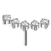 Sans filetage, courbé, argent, cinq cristaux...