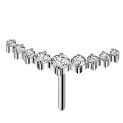 Threadless courbé argent neuf cristaux ronds argent