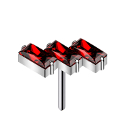 Threadless drei rechtecke silber Kristalle rot