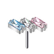 Threadless drei rechtecke silber Kristalle farbig