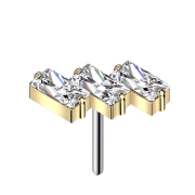 Threadless trois rectangles plaqués or cristaux...