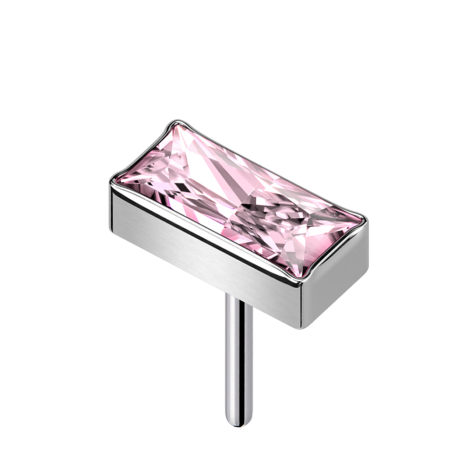 Threadless rectangulaire argent cristal rose