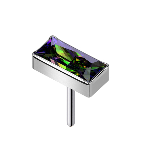 Threadless rechteck silber Kristall dunkel multicolor