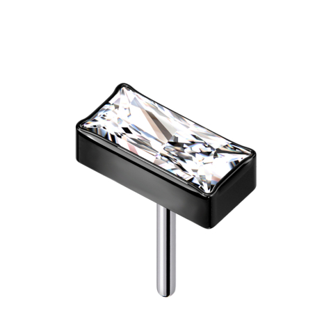 Threadless rectangulaire noir cristal argent