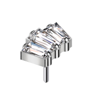 Threadless argento tre cristalli baguette argento