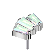 Threadless argento tre cristalli baguette multicolore