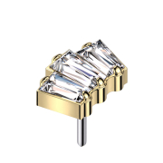 Threadless placcato oro con tre cristalli baguette argento