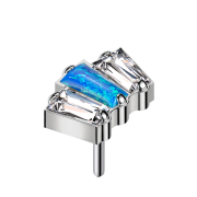 Threadless argento tre baguette due cristalli argento e...