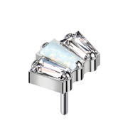 Threadless argento tre baguette due cristalli argento e...