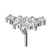 Sans filetage argent trois ovales et deux cristaux ronds...